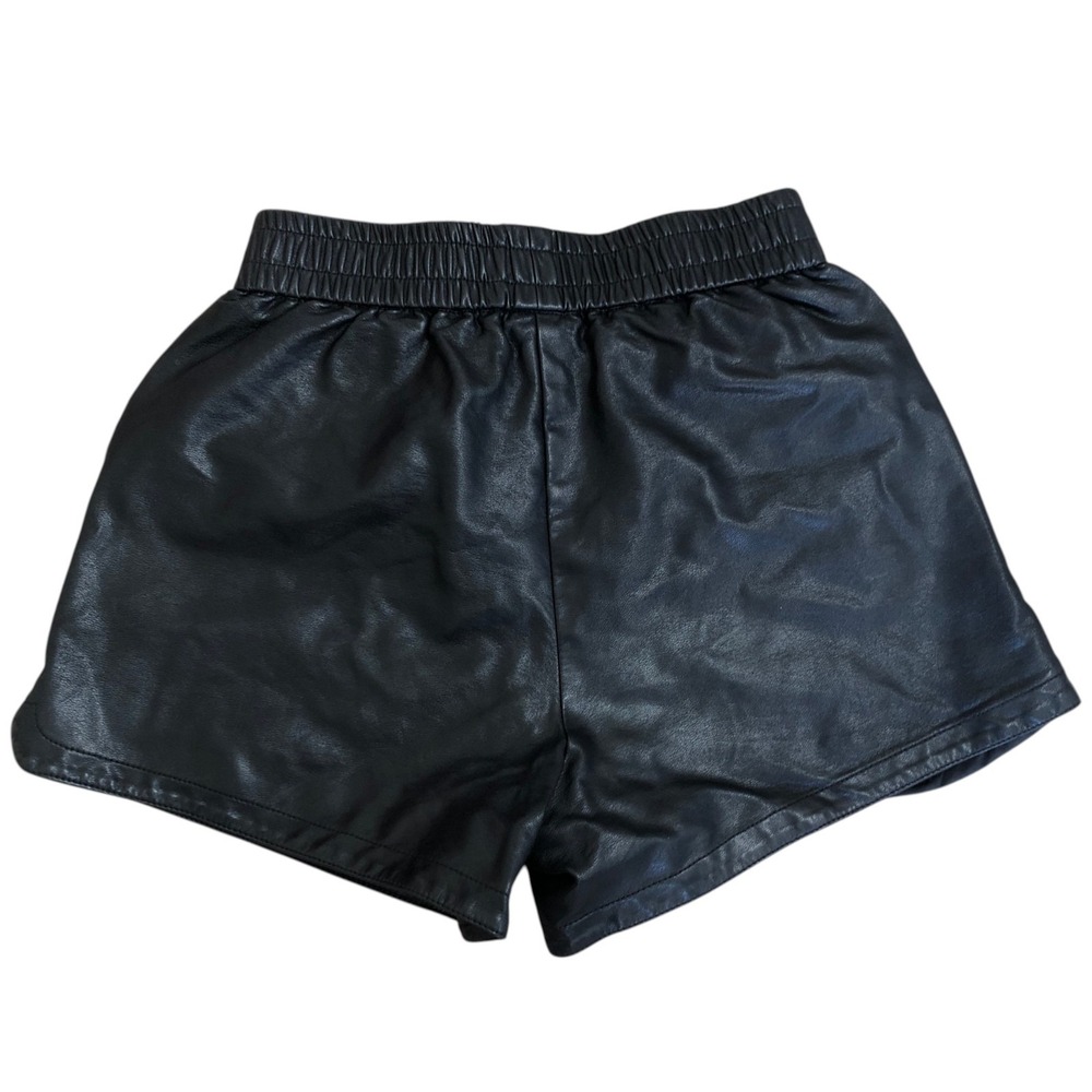 Black Faux Leather Pull on Sexy Whimsigoth Short Shorts Rocker Gothic Sz XS - Picture 6 of 10